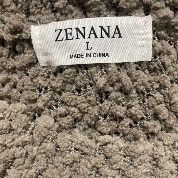 Zenana Outfitters Textured Scoop Neck Sweater - Tan - Picture 3 of 3